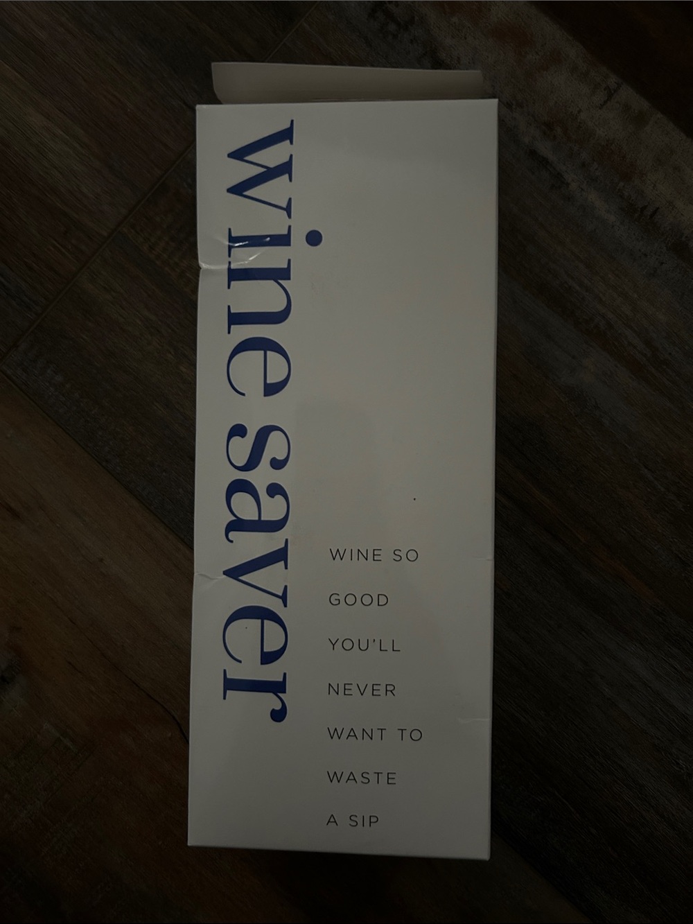 New Wine Saver Bottle Stopper - White with Blue Text